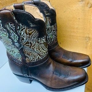 Sonora Womens Jaime Turquise Tooled Roper Boots